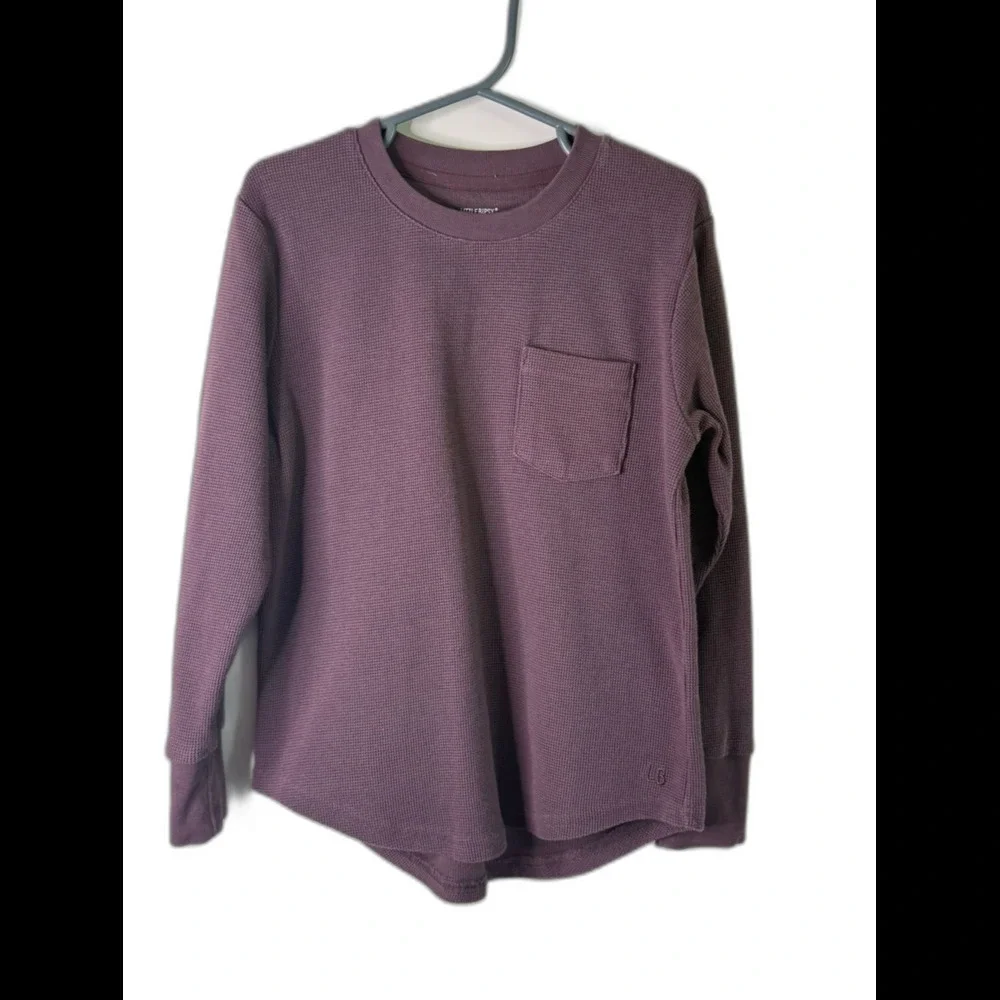 Little Bipsy Waffle-Knit Crew Long Sleeve shirt - Huckleberry